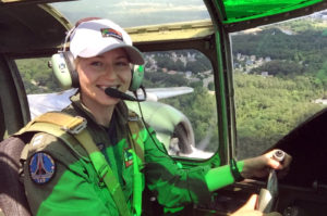 Lt. Rebecca Shaw flies the B-25 during Test Pilot School. Shaw will be the keynote speaker at the Women + STEM Conference = Infinite Possibilities Conference on April 1 at the College of Southern Maryland La Plata Campus.