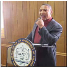 President Bryant Parker presents about CCMBA at the Calvert NAACP Breakfast Summit 2020